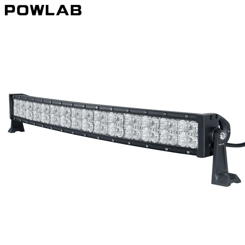POWLAB 32Inch 180W Curved LED Light Bar, LUILEDS 7D Dual Row Combo Beam with Cross DRL, Waterproof Daytime Running Lights